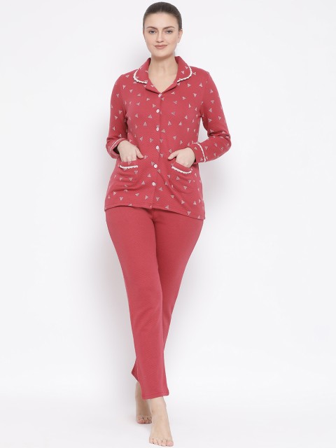 

Kanvin Women Red & White Printed Night Suit MJKAW20471B