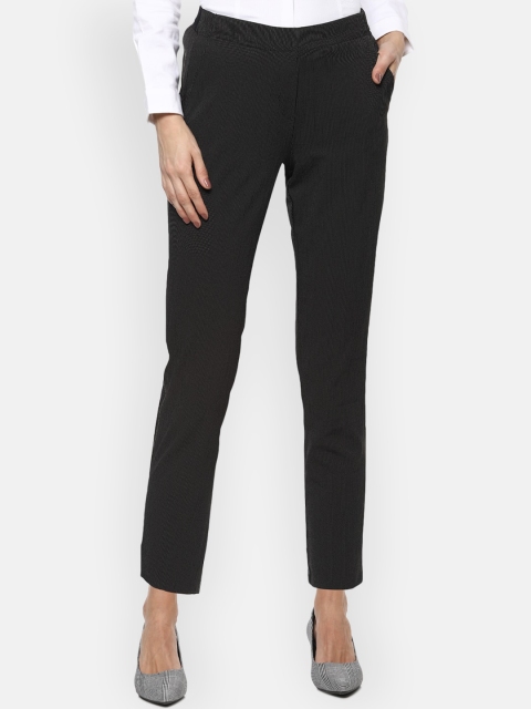 

Van Heusen Woman Women Black Regular Fit Striped Formal Trousers