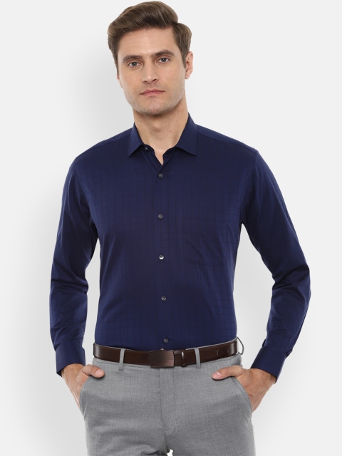 

Van Heusen Men Navy Blue Regular Fit Checked Formal Shirt