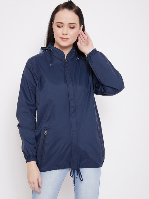 

Okane Women Navy Blue Solid Rain Jacket