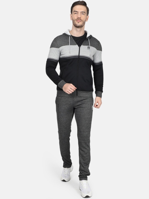 

rock.it Men Grey & Black Colourblocked Tracksuit