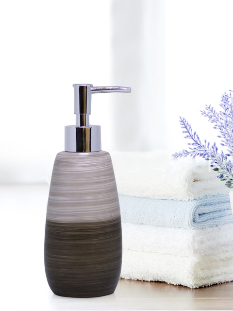 

Shresmo Brown Colorblocked Liquid Soap Dispenser