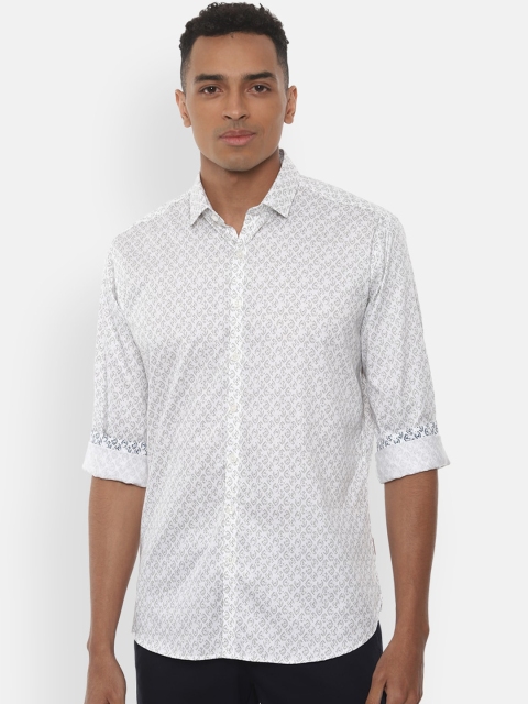 

V Dot Men White & Grey Slim Fit Printed Casual Shirt