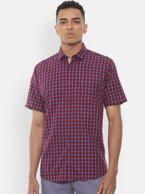 Van Heusen Sport Men Maroon Slim Fit Checked Casual Shirt