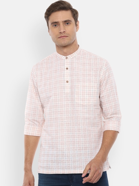 

Louis Philippe Sport Men Cream-Coloured & Red Slim Fit Checked Casual Shirt