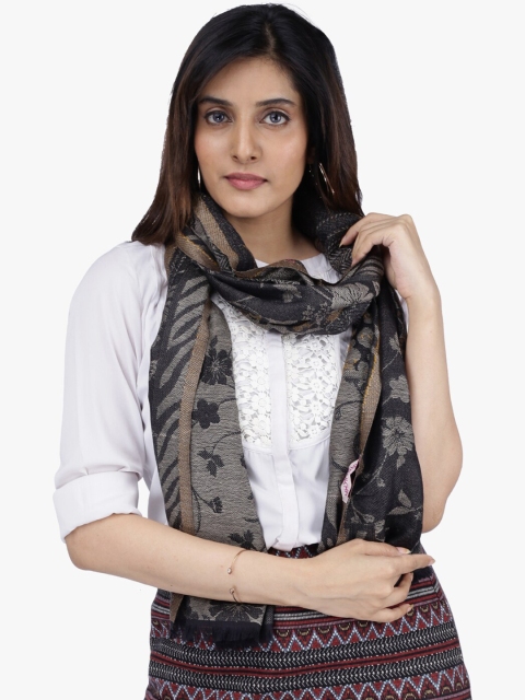 

Scarves & Glitters Women Black & Grey Self Design Scarf