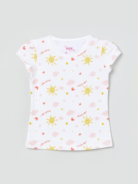 

max Girls White Printed Top