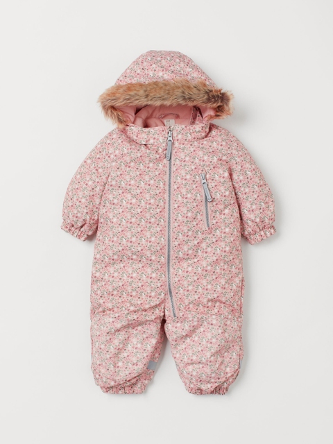 

H&M Girls Pink Printed Water-Repellent all-in-1 suit, Multi