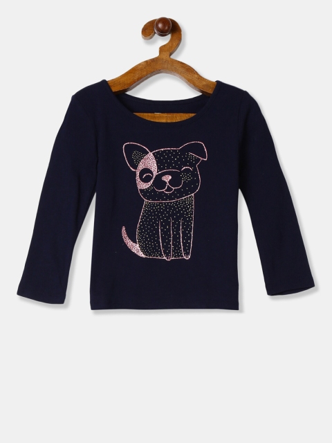

GAP Girls Navy Blue Printed Round Neck T-shirt