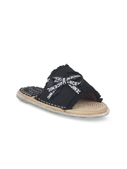 

STEPpings Women Black Solid Sliders