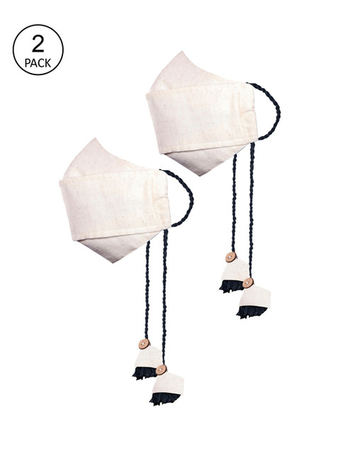 

VASTRAMAY Pack Of 2 Printed 3-Ply Reusable Protective Outdoor Masks, Beige