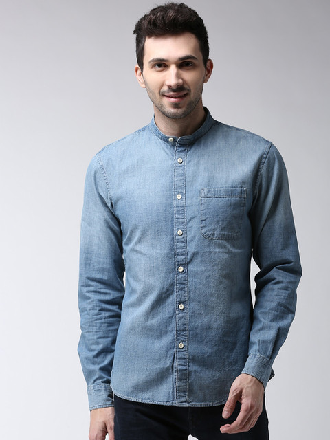 

Celio Men Blue Classic Slim Fit Faded Casual Shirt