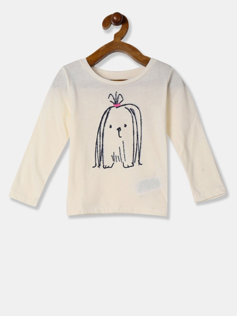 

GAP Girls Off-White Printed Round Neck T-shirt