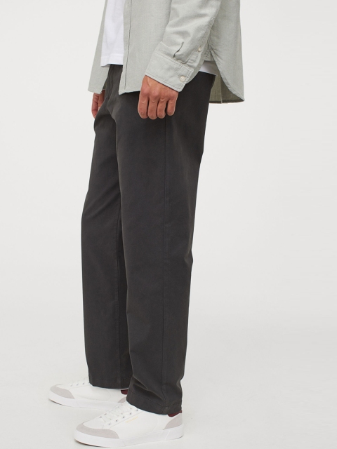 

H&M Men Grey Cotton Chinos Regular Fit