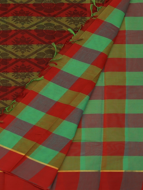 

Pothys Multicoloured Checked Pure Cotton Saree, Multi