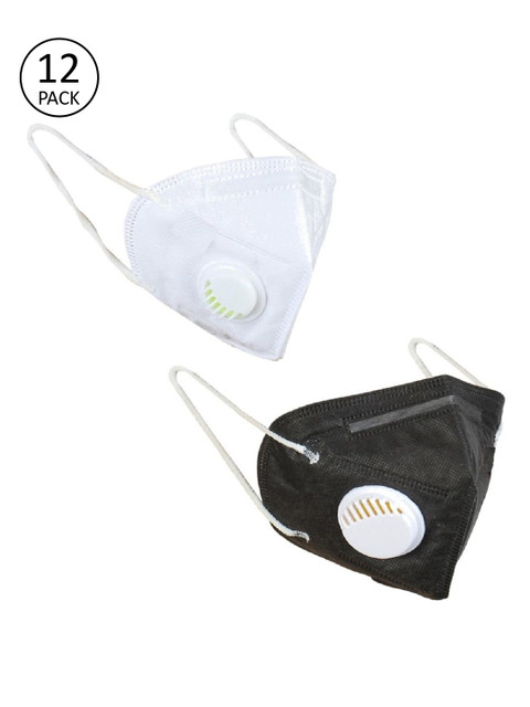 

OOMPH Unisex 12 Pcs Anti-Pollution 5-Layer Reusable Valved KN95 Masks, White