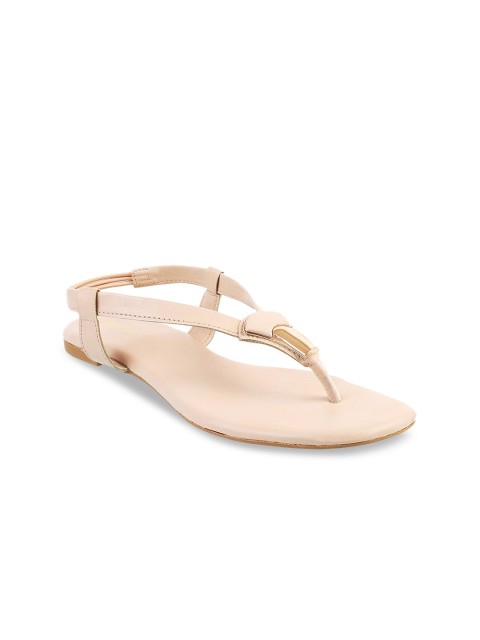 

Metro Women Beige Solid T-Strap Flats