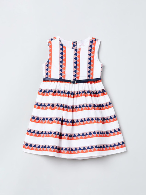 

max Girls Multicoloured Striped Fit and Flare Dress, Multi