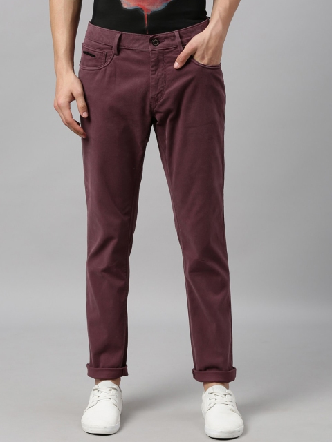 

RARE RABBIT Men Maroon Slim Fit Mid-Rise Clean Look Jeans
