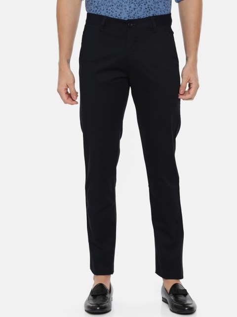 

ARISER Men Navy Blue Tapered Fit Solid Regular Trousers