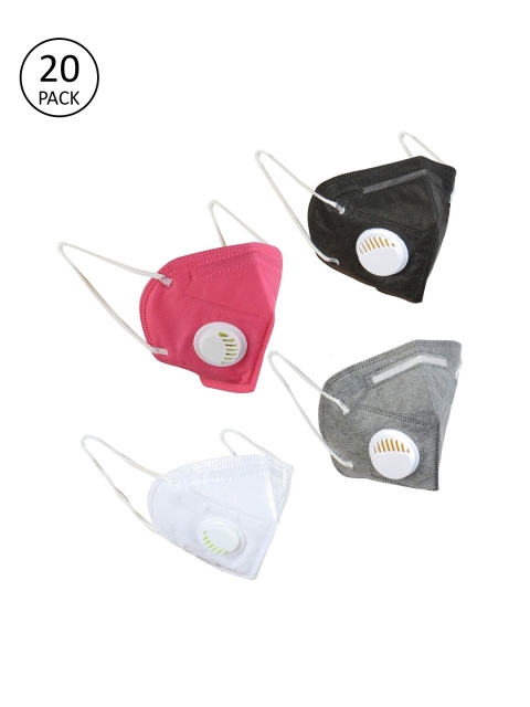 

OOMPH Unisex 20 Pcs Anti-Pollution 5-Layer Reusable Valved KN95 Masks, White