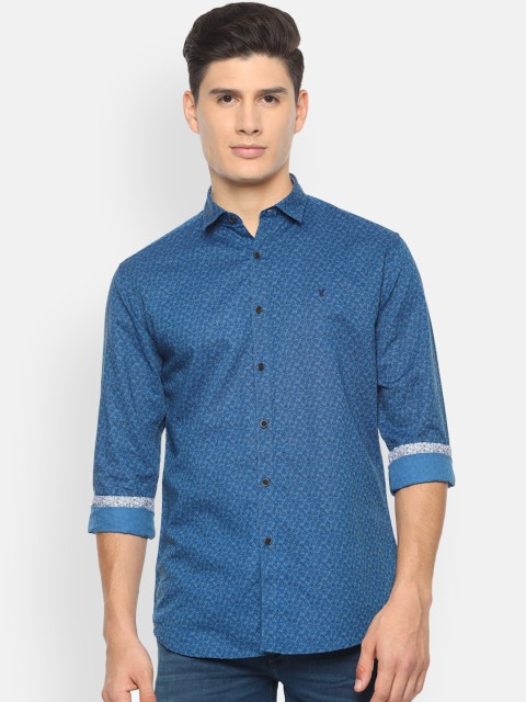 

V Dot Men Blue Slim Fit Printed Casual Shirt