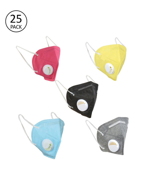

OOMPH Unisex 25 Pcs Anti-Pollution 5-Layer Reusable Valved KN95 Masks, Pink