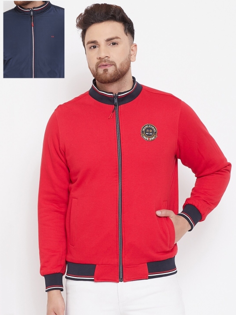 

Okane Men Navy Blue Solid Reversible Bomber