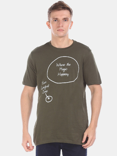 

Colt Men Green Printed Round Neck T-shirt