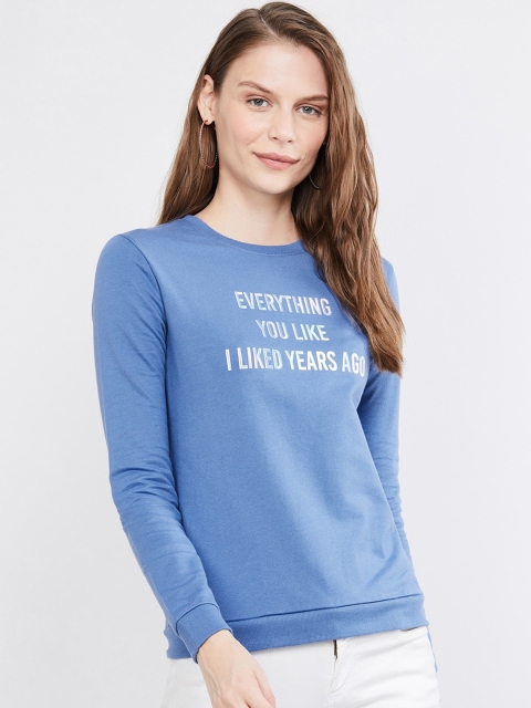max Women Blue Printed Sweatshirt