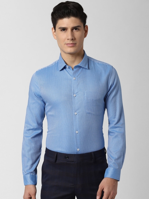 

Peter England Elite Men Blue Slim Fit Self Design Formal Shirt