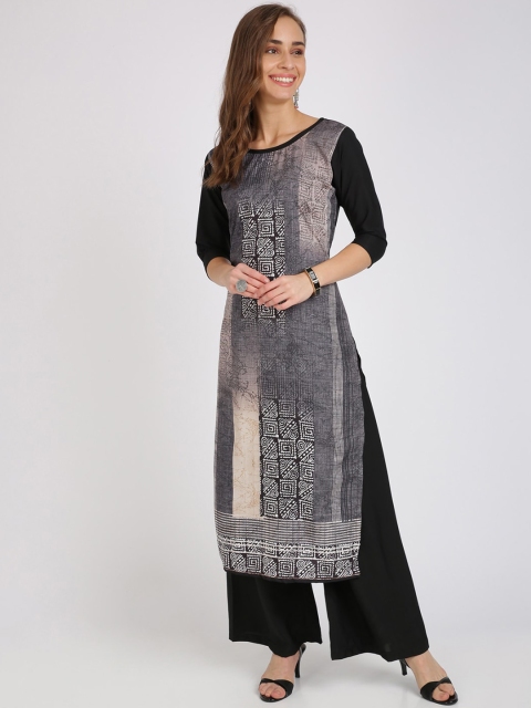 

Florence Women Black & Off-White Printed A-Line Kurta