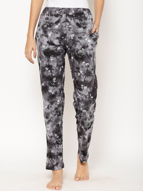 

Floret Women Grey & Black Printed Lounge Pant