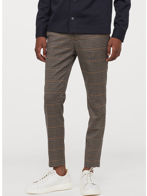 

H&M Men Brown Suit Trousers Skinny Fit