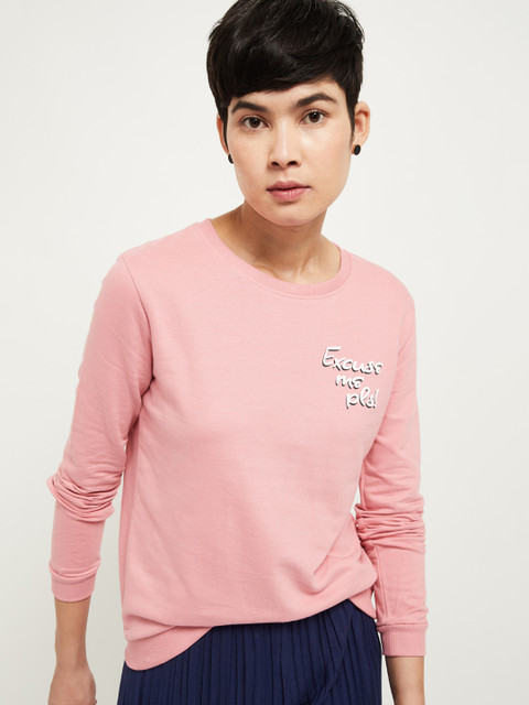 

max Women Pink Printed Sweatshirt