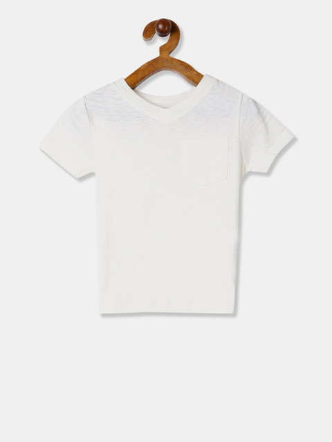 

GAP Boys White Solid V-Neck T-shirt