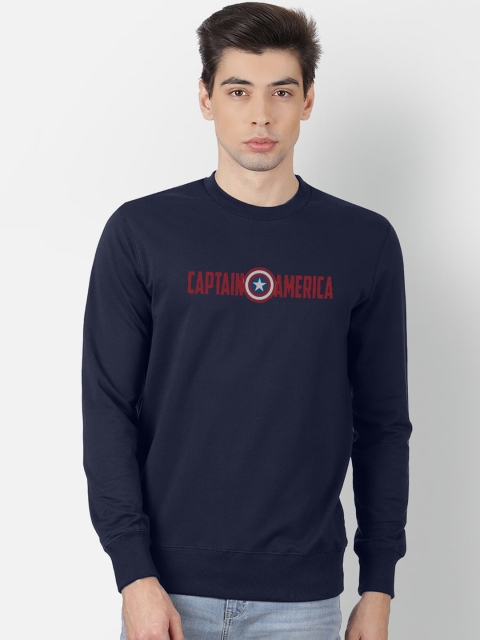 

Free Authority Captain America Print Navy Sweatshirt for Men, Navy blue