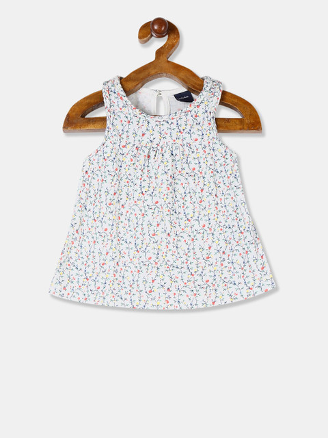 

GAP Girls White Floral Printed A-Line Top