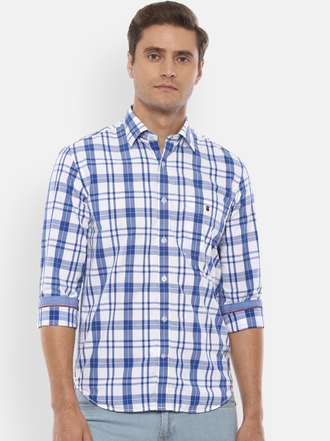 

Louis Philippe Sport Men White & Blue Slim Fit Checked Casual Shirt