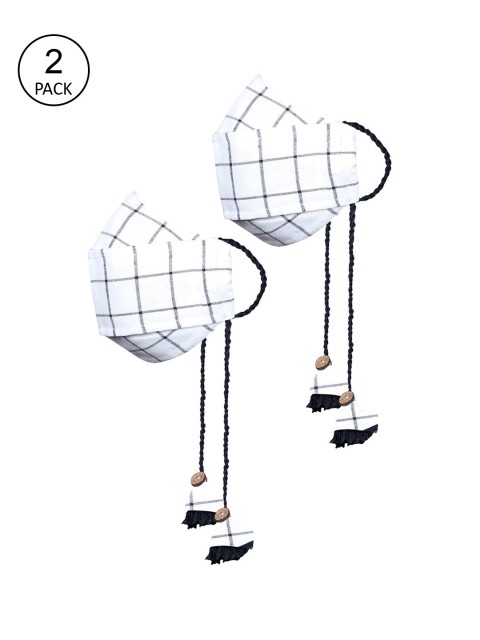 

VASTRAMAY Pack Of 2 Printed 3-Ply Reusable Protective Outdoor Masks, White