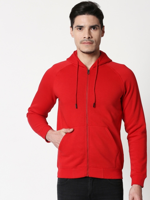 

Bewakoof Men Red Solid Hooded Sweatshirt