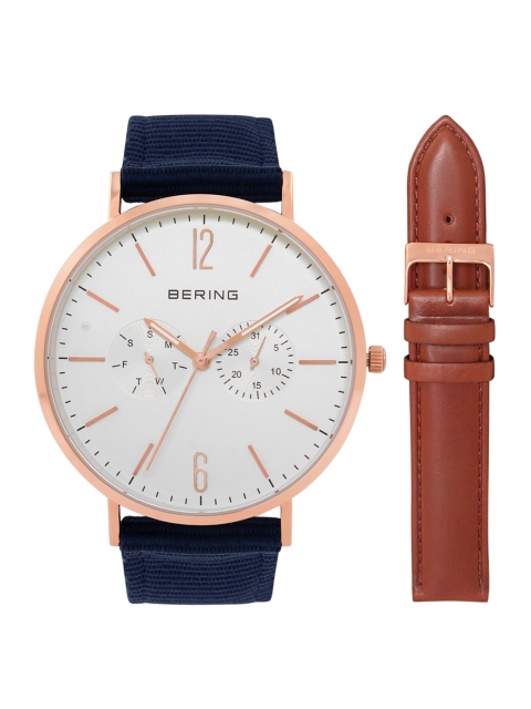 

BERING Men White & Navy Blue Analogue Watch 14240-564