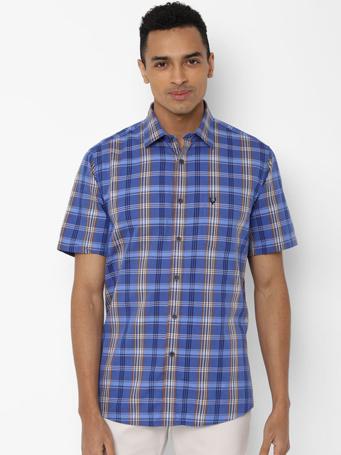 

Allen Solly Men Blue & Brown Regular Fit Checked Casual Shirt