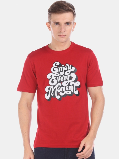 

Colt Men Red & White Printed Round Neck T-shirt