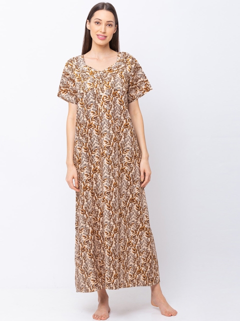 

MomToBe Beige Printed Maternity Nightdress