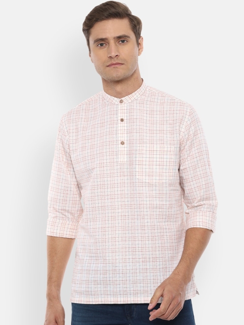 

Louis Philippe Sport Men Cream-Coloured & Red Slim Fit Checked Casual Shirt