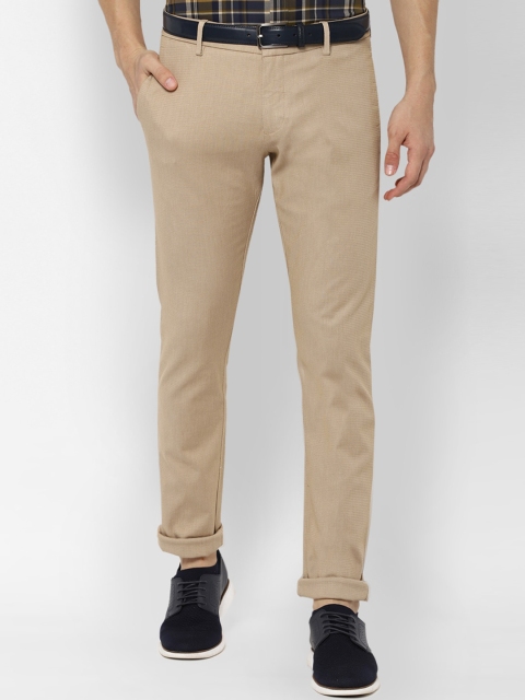 

Allen Solly Men Beige Slim Fit Self Design Regular Trousers