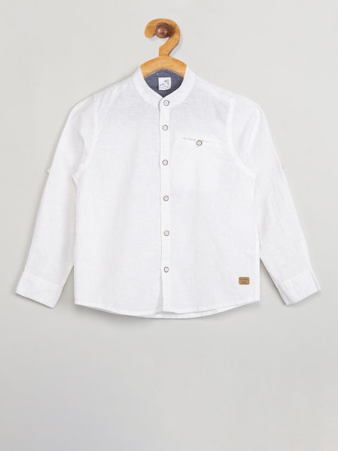 

max Boys White Regular Fit Solid Casual Shirt