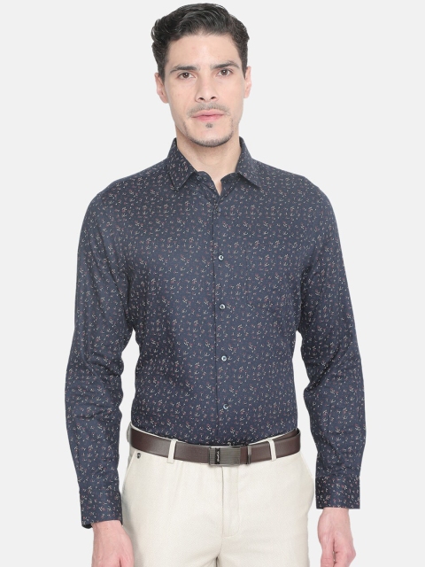 

J Hampstead Men Navy Blue Slim Fit Printed Casual Shirt