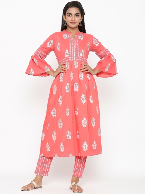 

RANGMAYEE Women Peach-Coloured Printed Kurta with Trousers